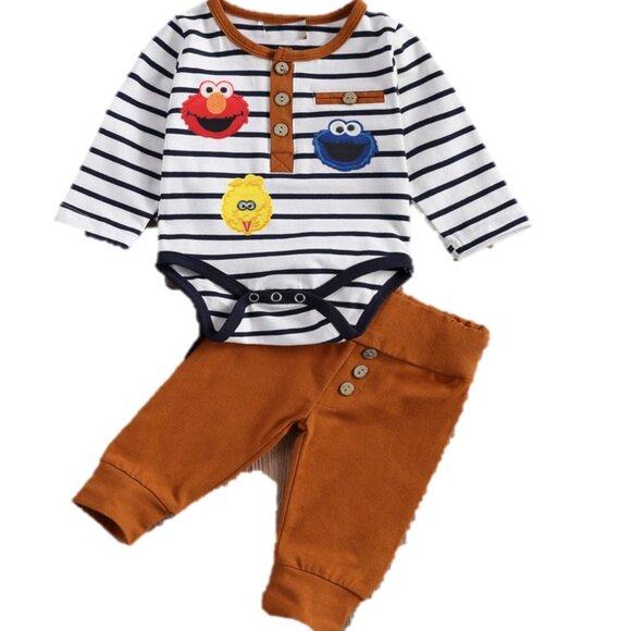 Sesame Street Outfit Elmo Clothes Pants Fall Cookie Monster Boy Set Birthday - Picture 1 of 7